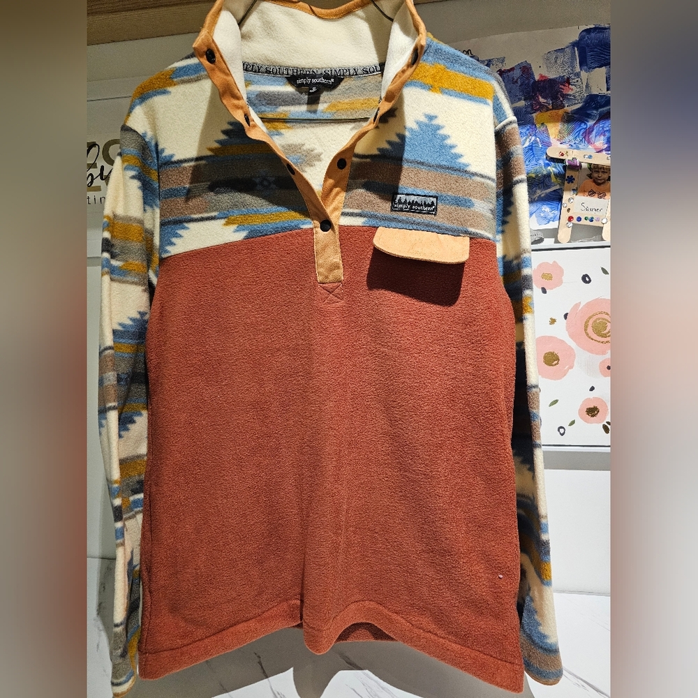 Simply Southern Fleece Pullover with Aztec Patterned Design